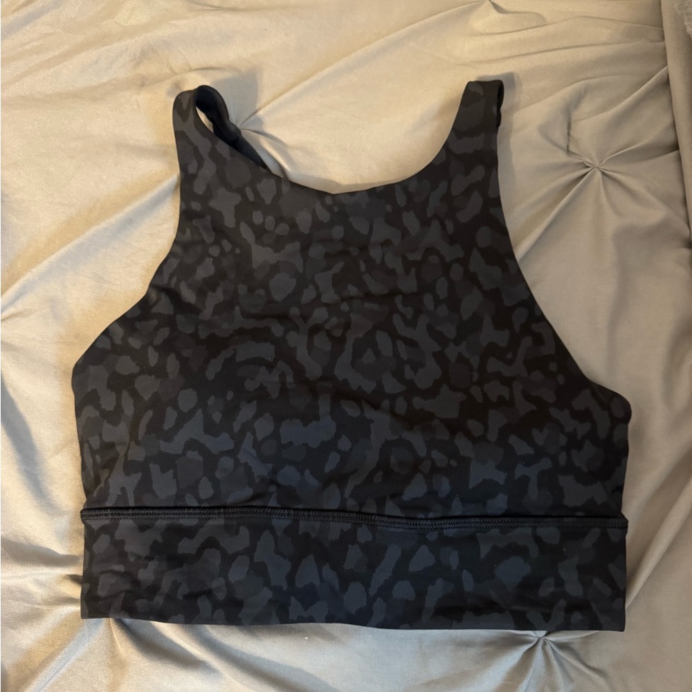 Black Leopard Print Sports Bra